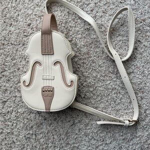 Elegant Cream and Tan Violin-Shaped Women's Bag